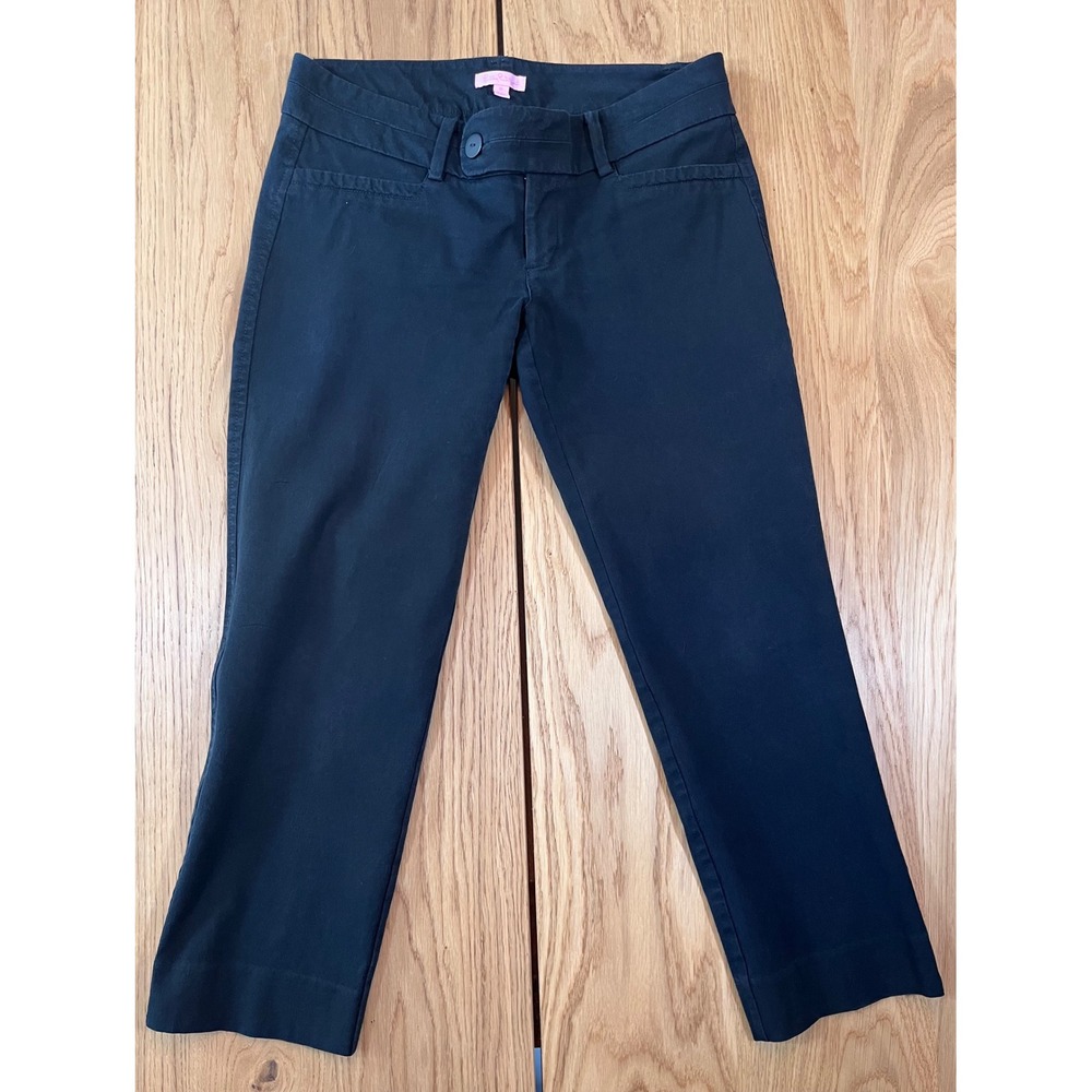 Lilly Pulitzer Cropped Chino Pants Womens Size 10 Black Preppy Casual Trousers